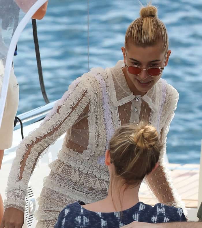 Hailey Baldwin spotted leaving the Du Cap Eden Roc Hotel in Cannes.