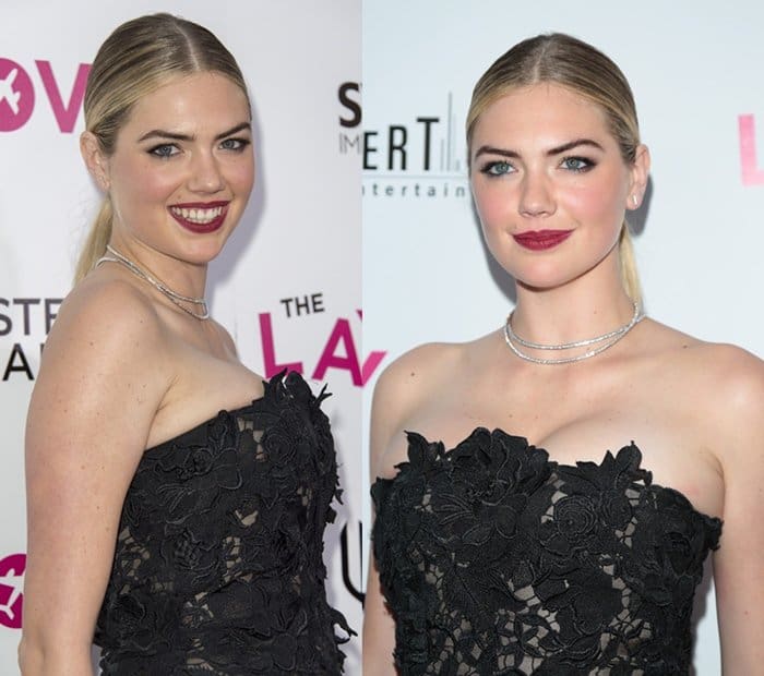 Kate Upton wore a layered choker necklace at 'The Layover' premiere.