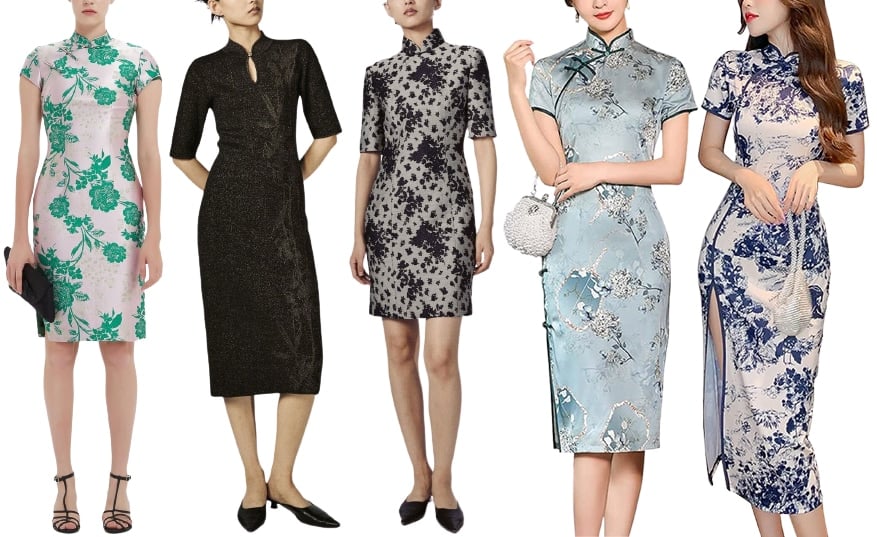 Qipao dress is a traditional Chinese dress with a form-fitting silhouette, a high collar, and Chinese knotting