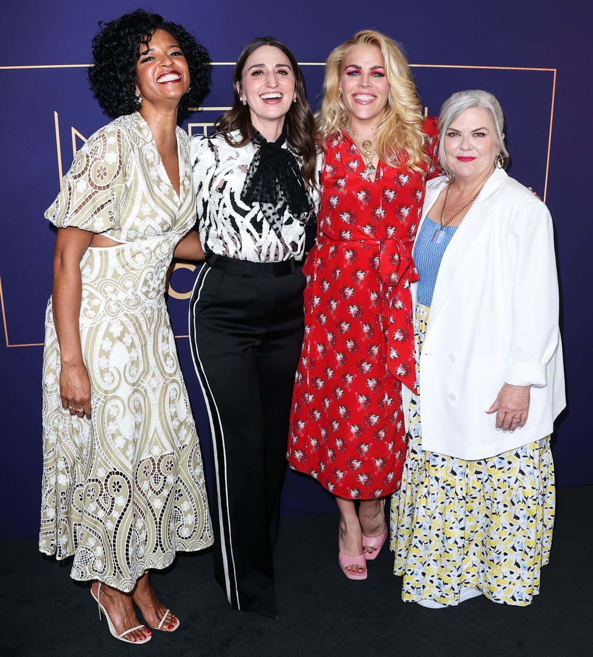 In terms of height, Renée Elise Goldsberry is the tallest at 5 feet 7 inches (170.2 cm), followed by Busy Philipps at 5 feet 6 ¼ inches (168.3 cm), Sara Bareilles at 5 feet 4 ¾ inches (164.5 cm), and Paula Pell being the shortest at 5 feet 1 inch (154.9 cm)